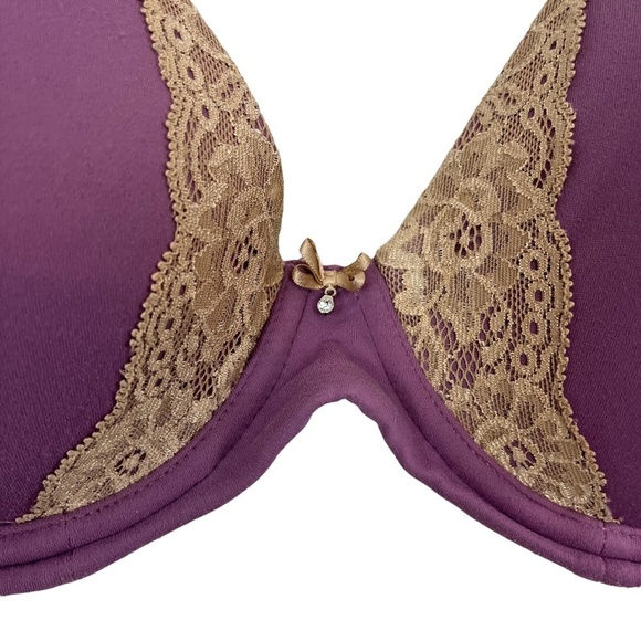SOMA EMBRACEABLE FULL COVERAGE LACE TRIM Purple Underwire Lined Bra sz 34D - Picture 16 of 16